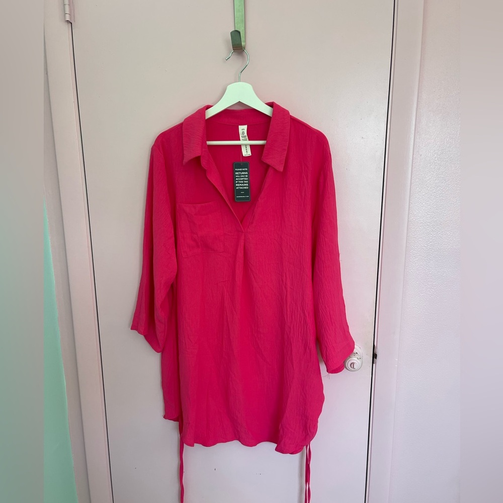 Hot pink swim coverup